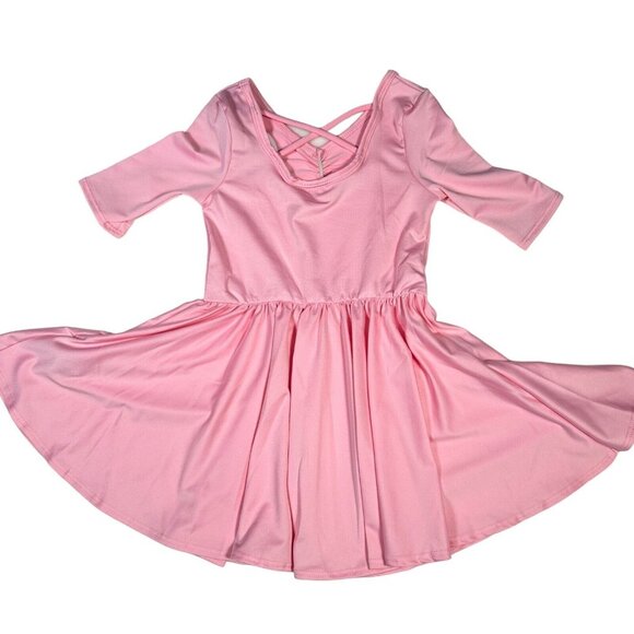 Dot Dot Smile Solid Baby Pink Ballet Ballerina Dress Crisscross Back Girls 2T - Picture 5 of 8